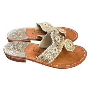 Jack Rogers Thong Sandals Hamptons Navajo Whipstitch Leather Old Money 6